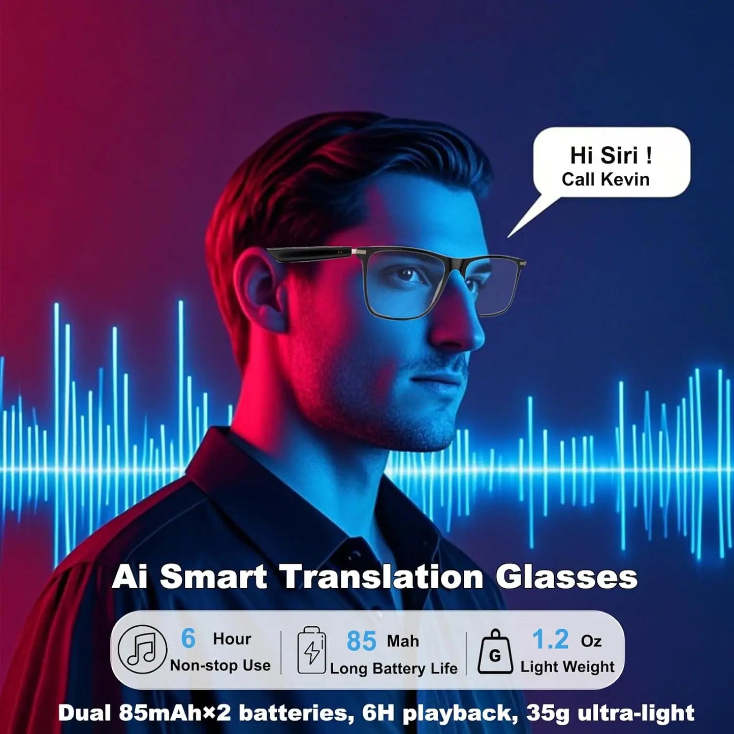 AI Translator Smart Glasses 160 Languages Translation