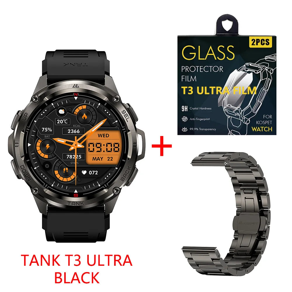 KOSPET Tank T3 Ultra GPS Smart Watch Men AMOLED AOD
