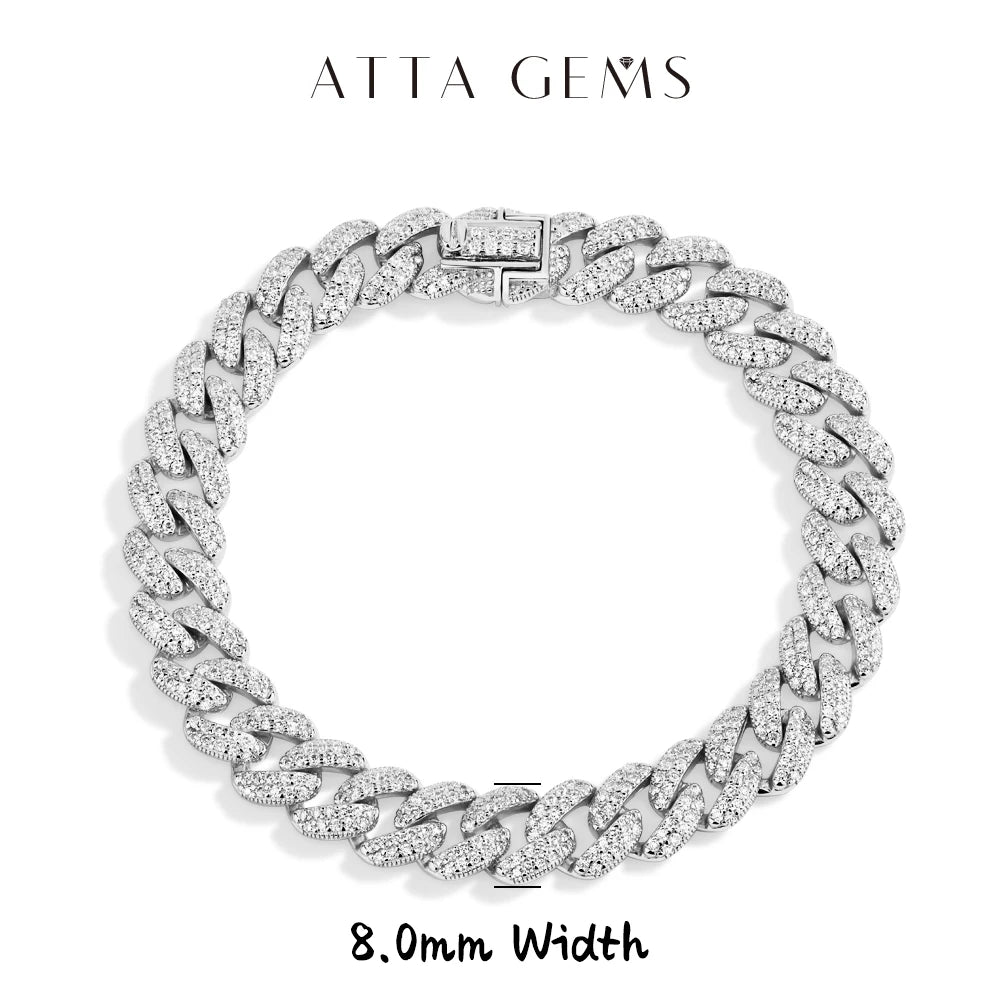 ATTAGEMSC Moissanite Cuba Chain S925 Bracelet For Women Men