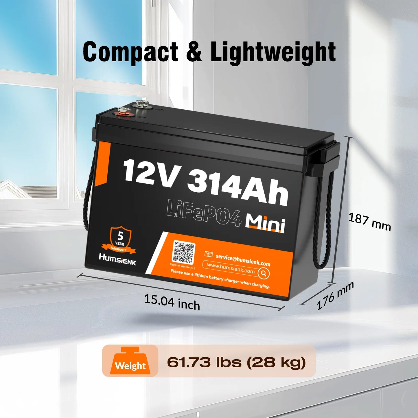 Humsienk 12V 314Ah LiFePO4 Battery 100A BMS For RV