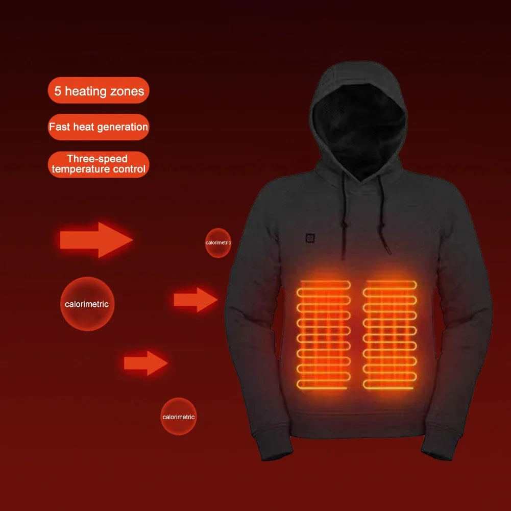Unisex USB Heated Hoodie With 3 Heat Levels Outdoors