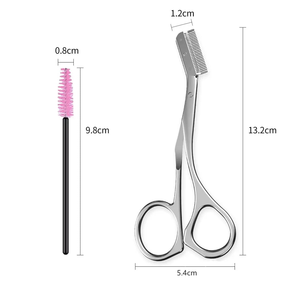 Stainless Steel Eyebrow Trimmer Scissors And Comb Set