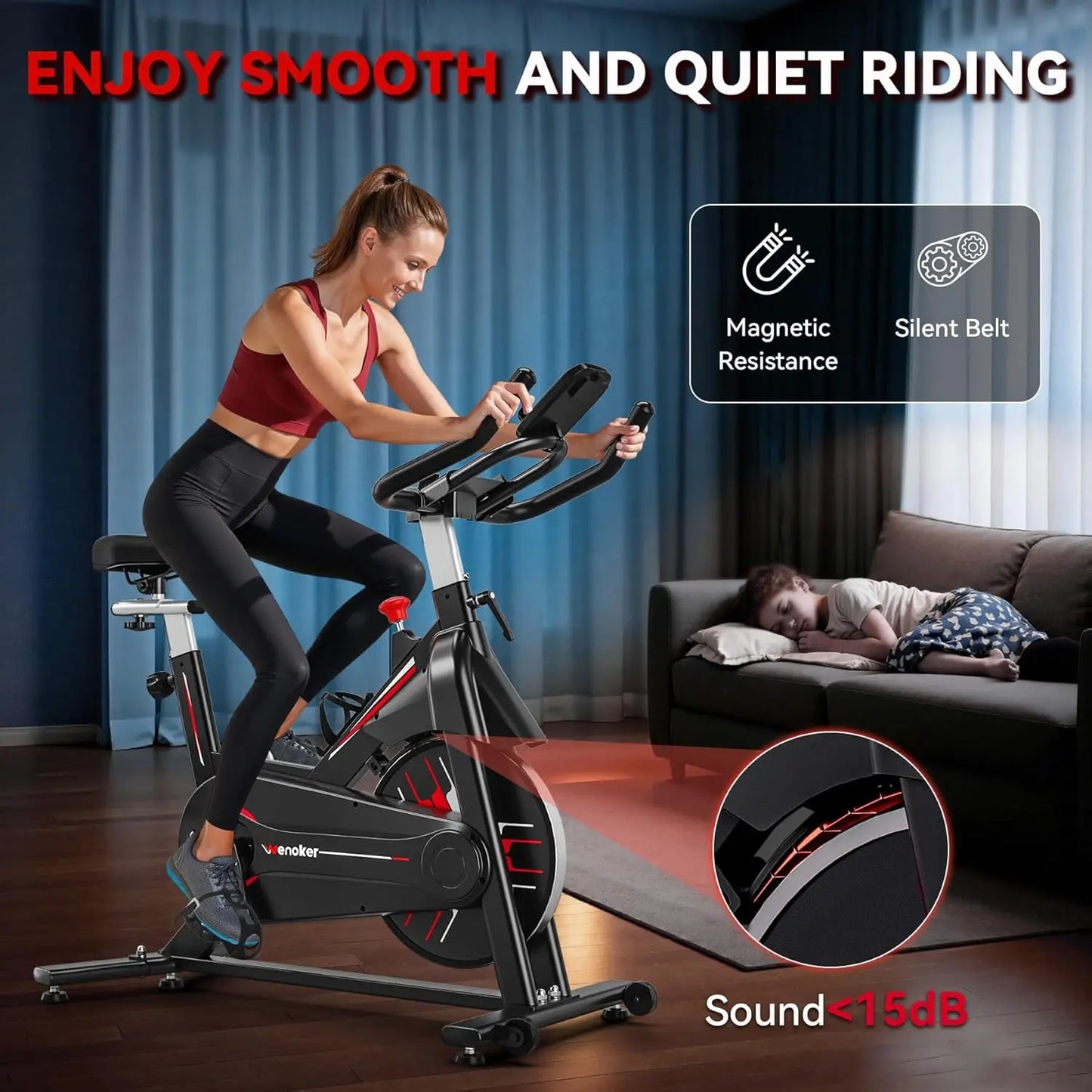 Indoor Cycling Bike With Silent Belt Drive And Flywheel