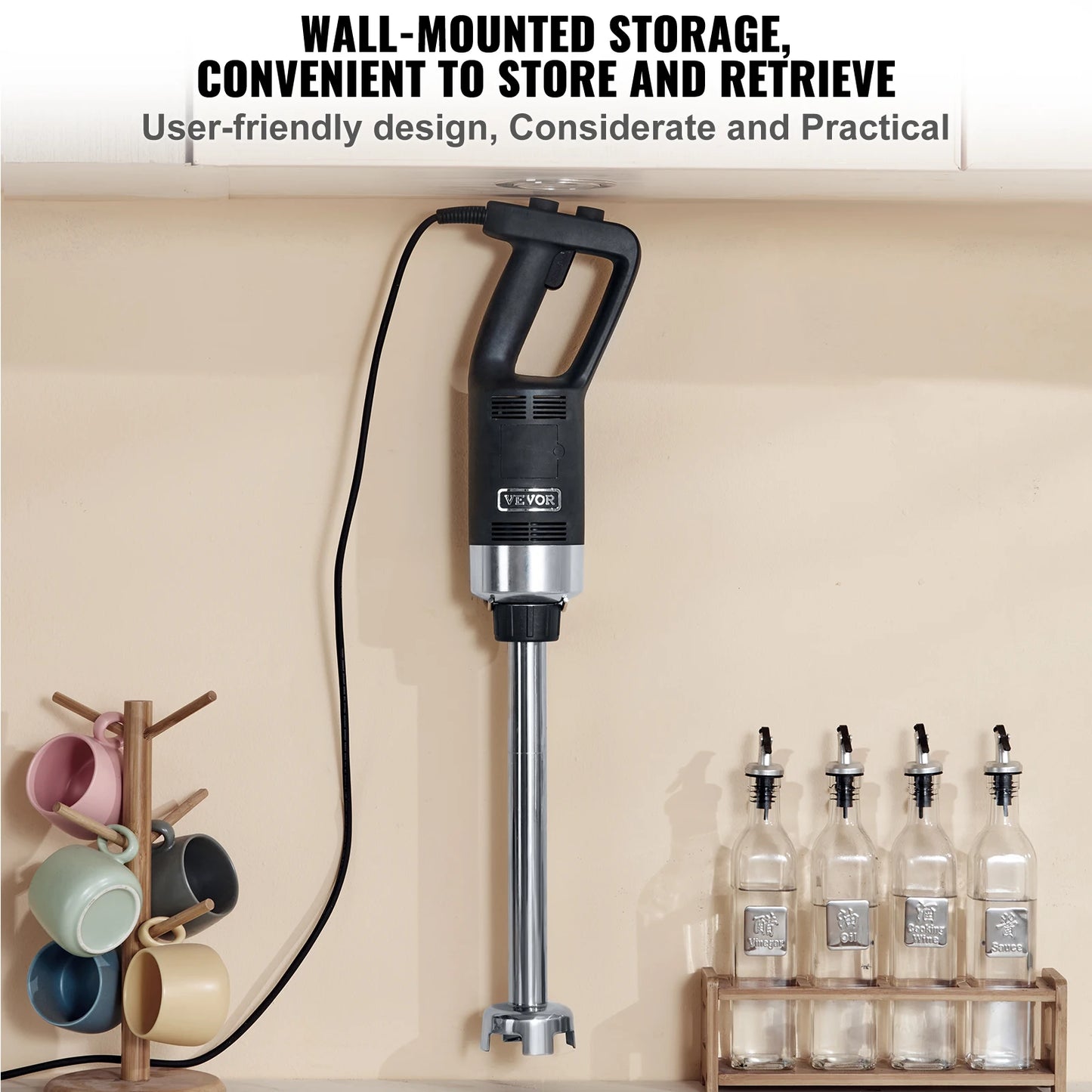 VEVOR Commercial Immersion Blender Heavy Duty Hand Mixer For Soup