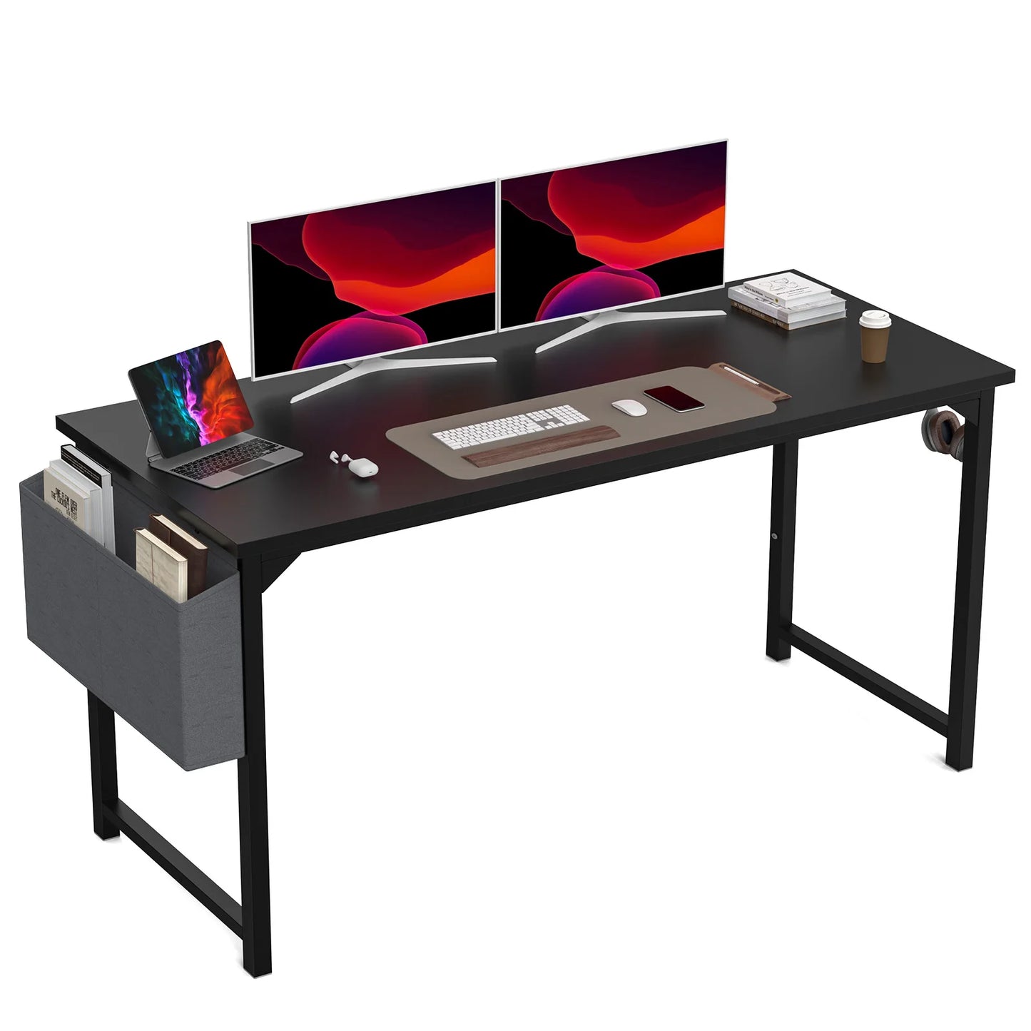 JHK Computer Desk With Side Storage And Headphone Hook