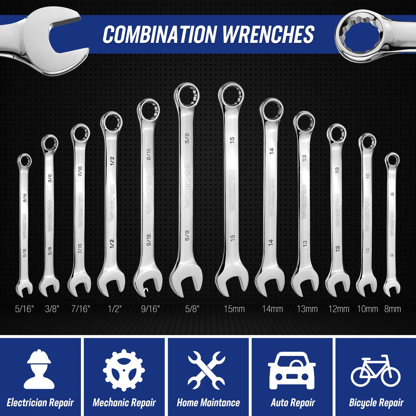 WORKPRO 192-Piece Mechanics Tool Kit SAE Metric Sockets