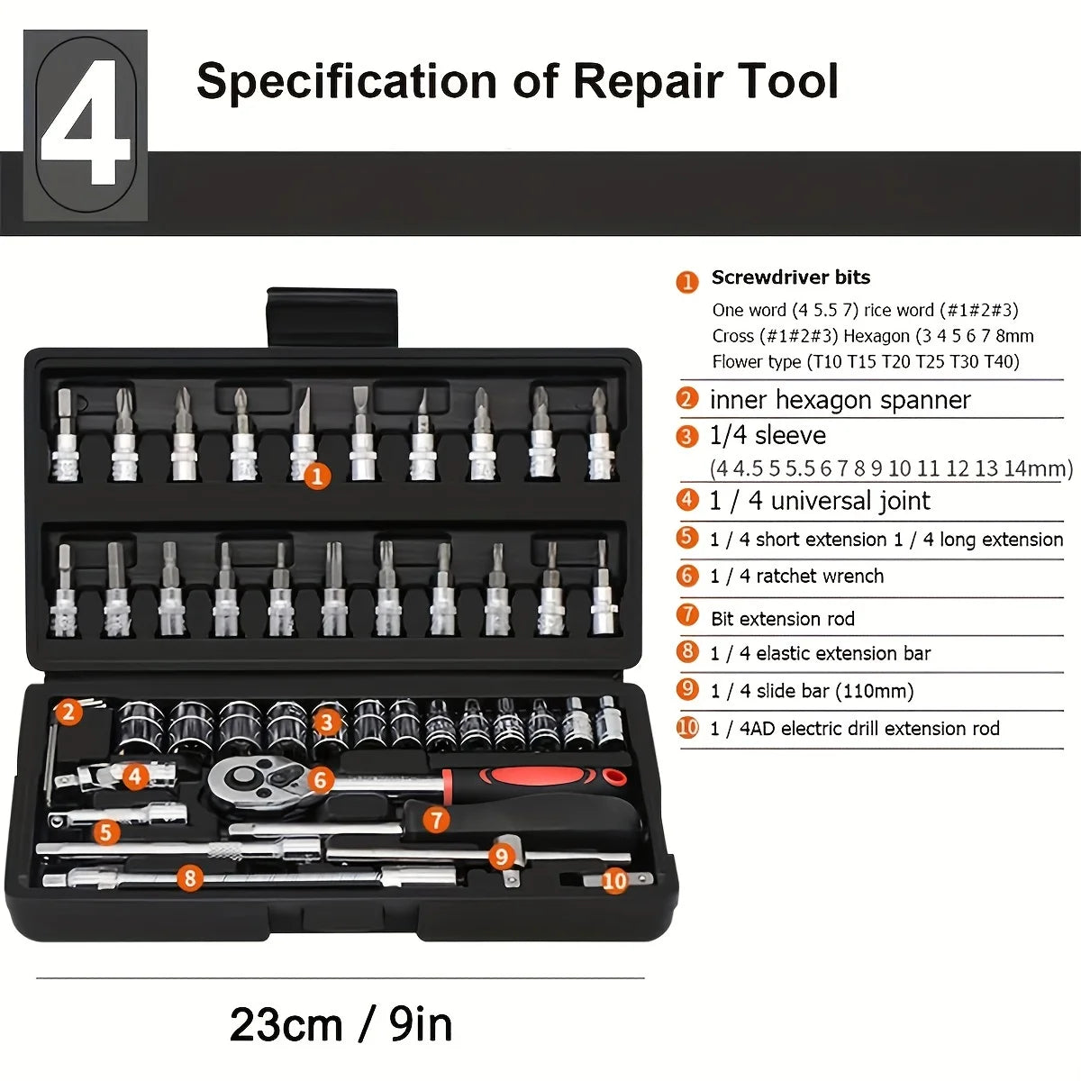 AIRAJ 46 Piece Repair Tool Kit for Home and Car DIY