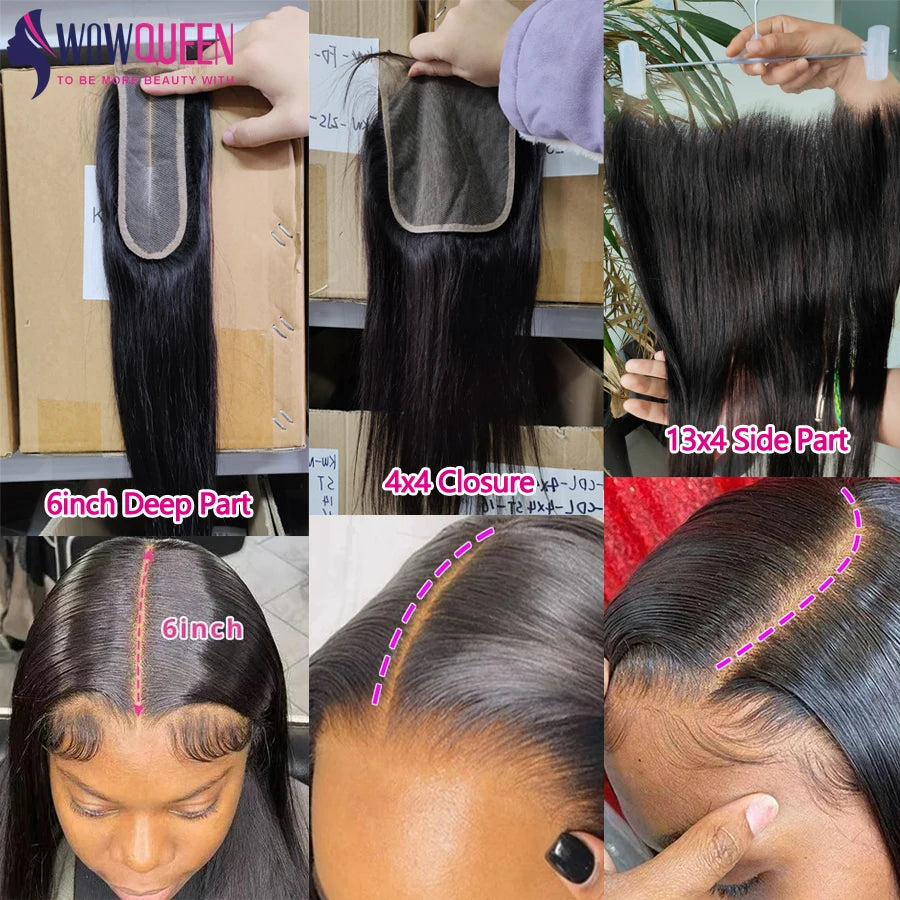 WOWQUEEN Brazilian Remy Straight Hair Bundles With Closure.