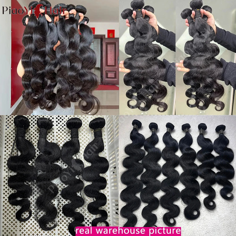 Piaoyi Body Wave Remy Hair Bundles With Closures Premium