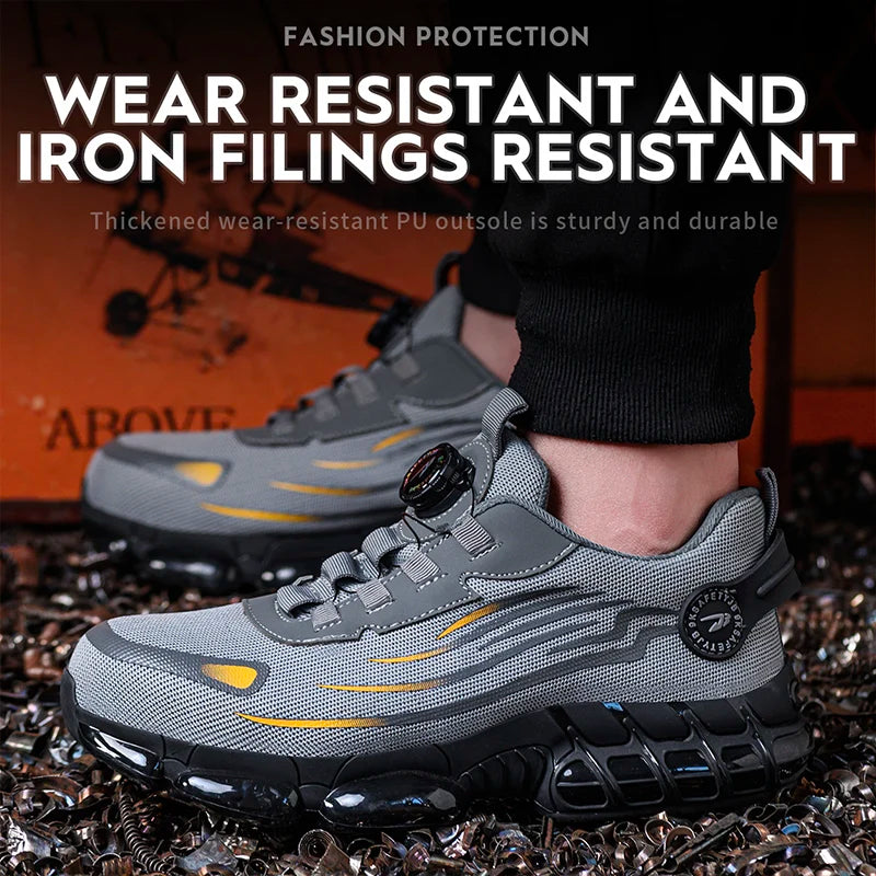 Breathable Lace Free Safety Shoes Anti Smash Puncture Labor