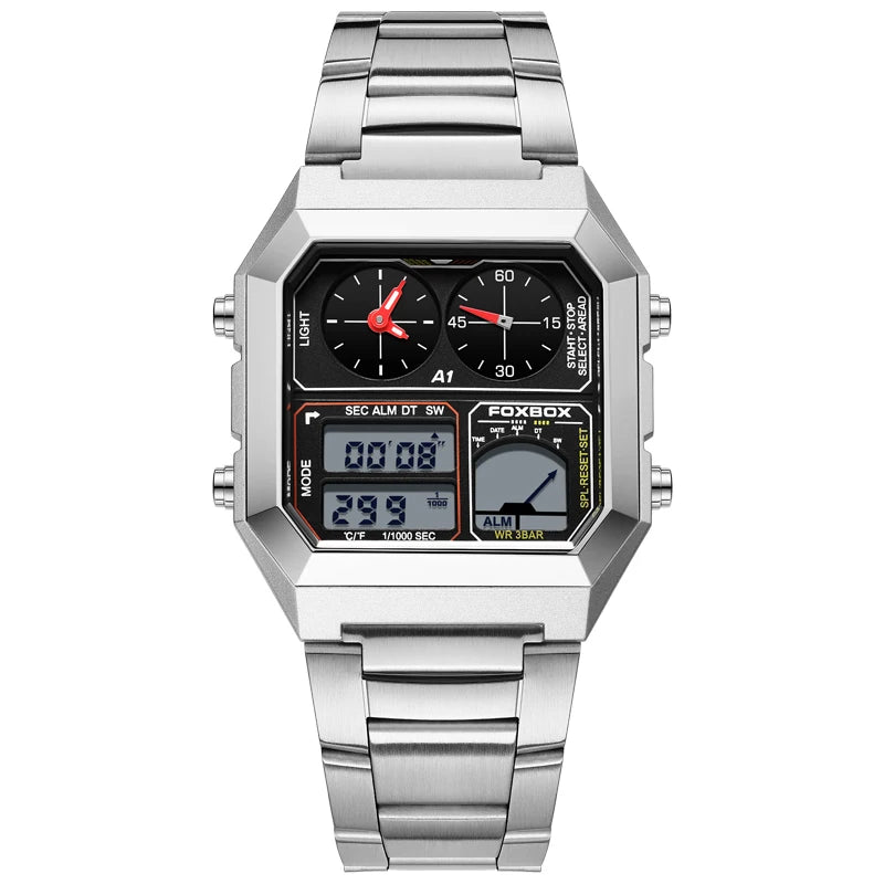 Foxbox Men Digital Watch Luminous Calendar Waterproof Alarm