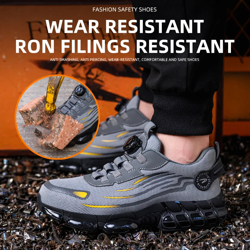 Breathable Lace Free Safety Shoes Anti Smash Puncture Labor