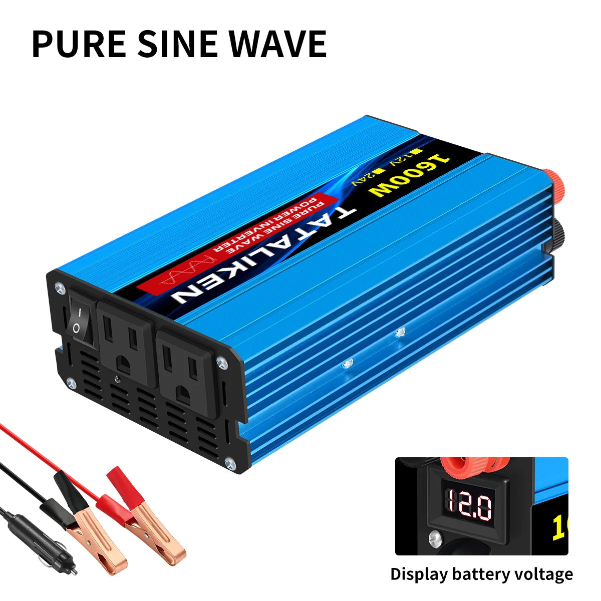 TATALIKEN US Socket 12V To 110V Pure Sine Wave Inverter