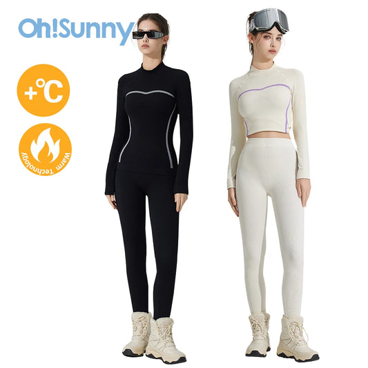 OhSunny Women Thermal Ski Base Layer Set Lightweight Warm