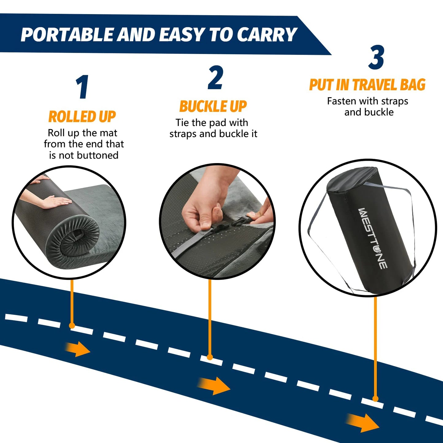 WestTune CertiPUR US Memory Foam Camping Pad Portable Grey