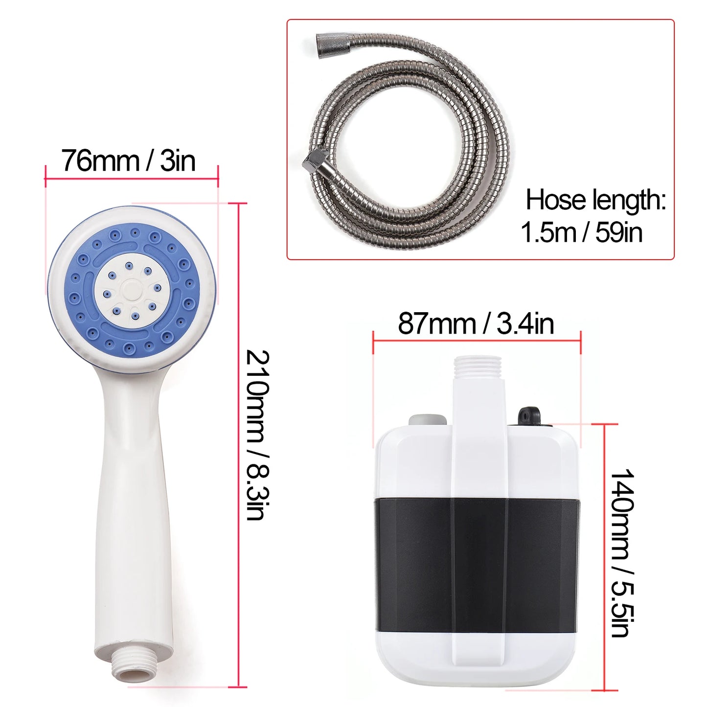 Portable Rechargeable Camping Shower Pump for Outdoor Use