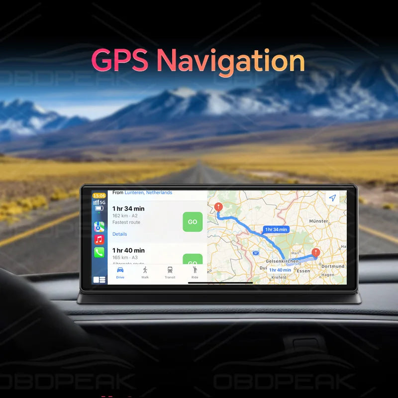 OBDPEAK Dual Lens 4K Car Dash Cam CarPlay Android Auto