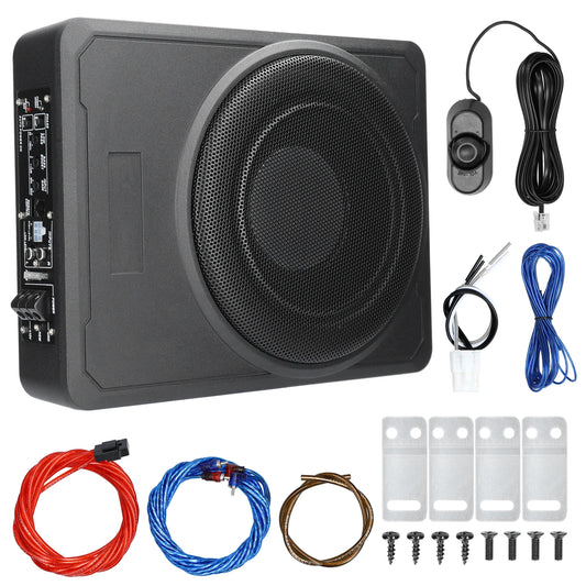 Qiilu 800W Underseat Amplified Car Subwoofer Bass Box