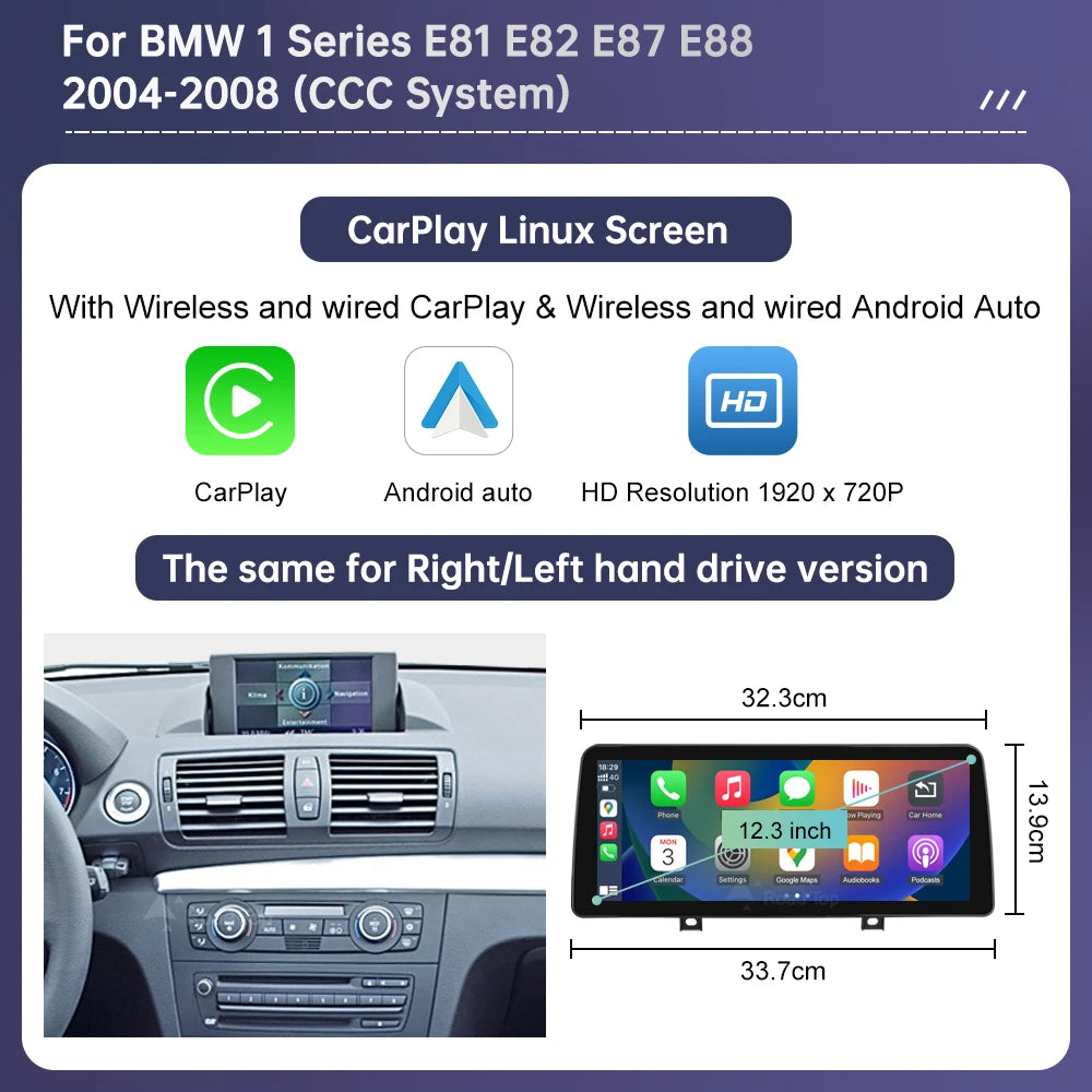 Road Top Wireless CarPlay Android Auto Screen for BMW