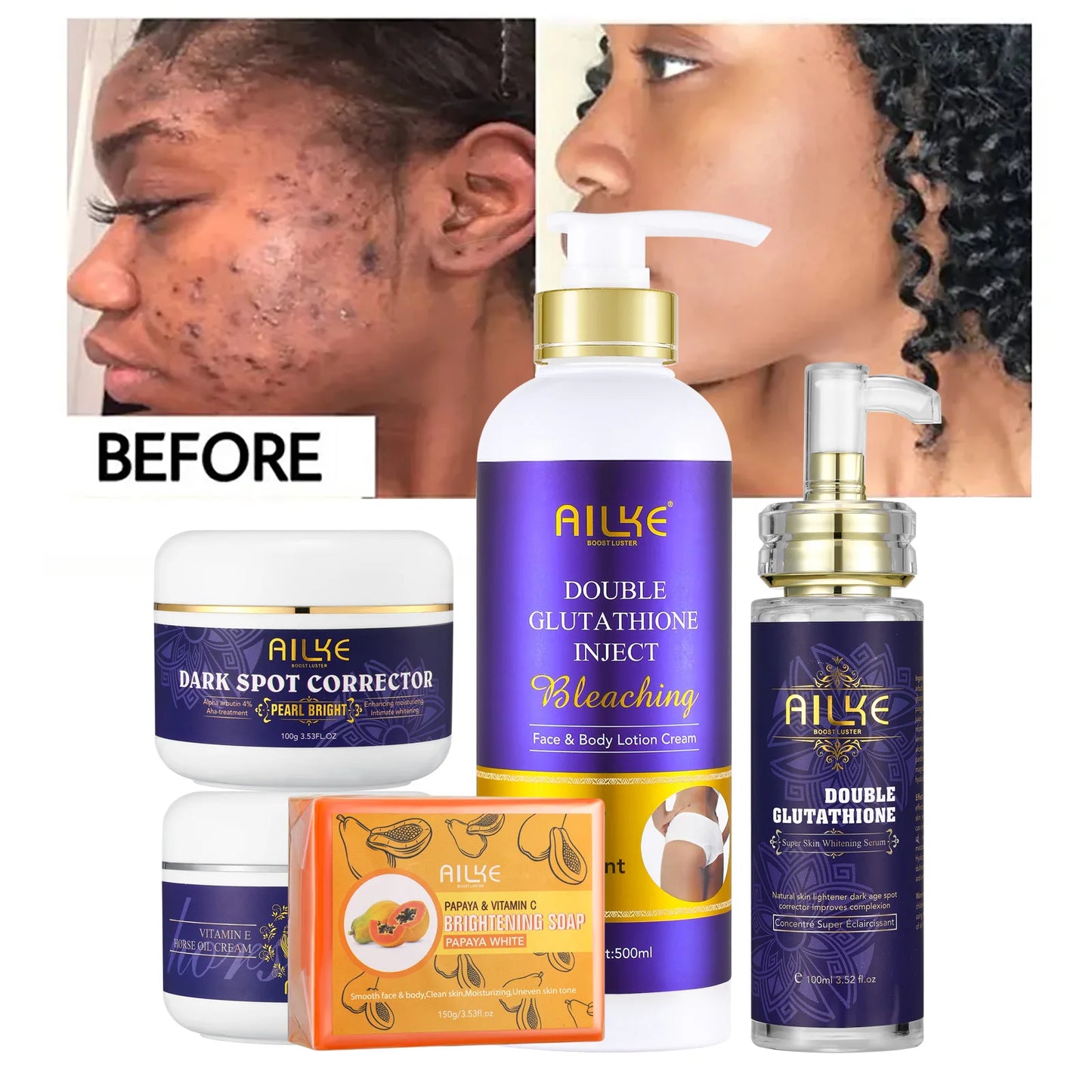 AILKE Glutathione Vitamin C Skin Care Brightening Even Tone