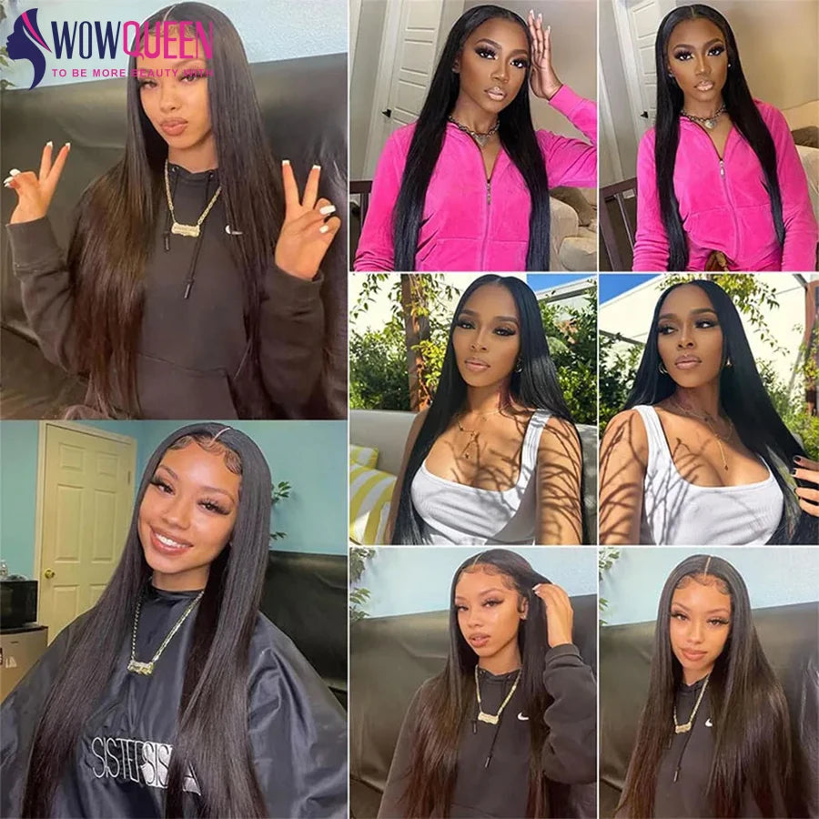 WOWQUEEN Brazilian Remy Straight Hair Bundles With Closure.