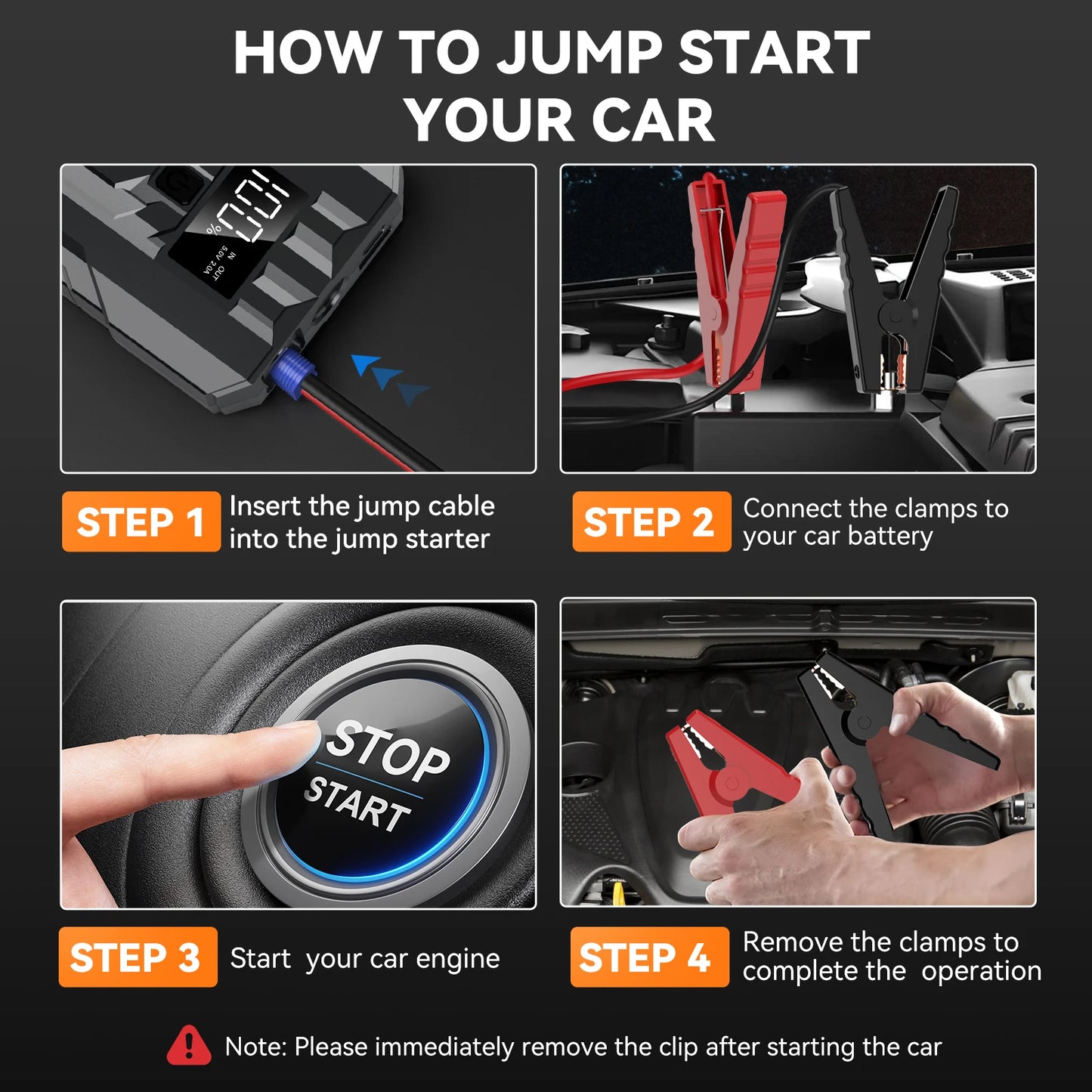 BIUBLE Car Jump Starter 3000A Peak 25000mAh 12V Booster