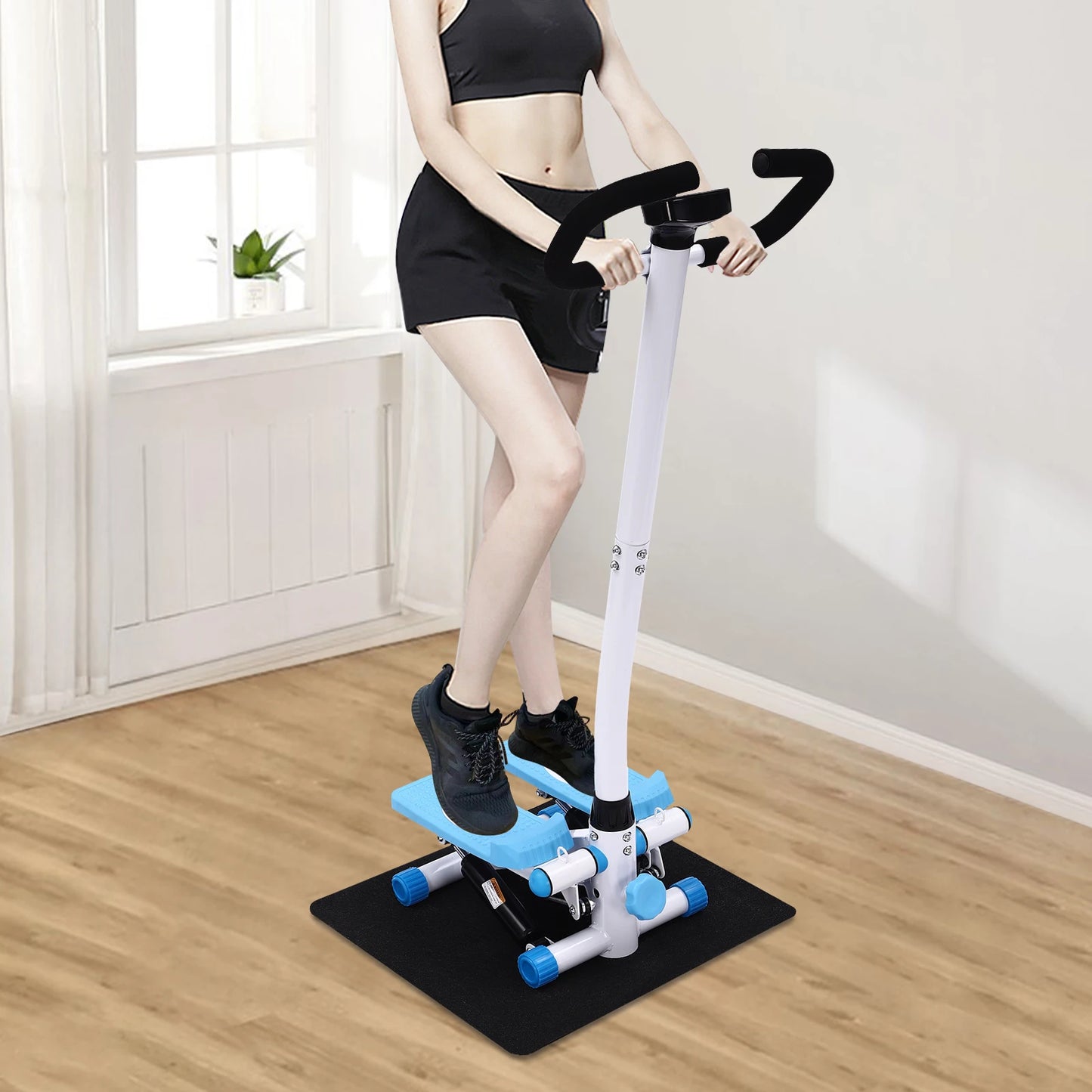 Fitness Stepper With Handlebars Adjustable Height Cardio
