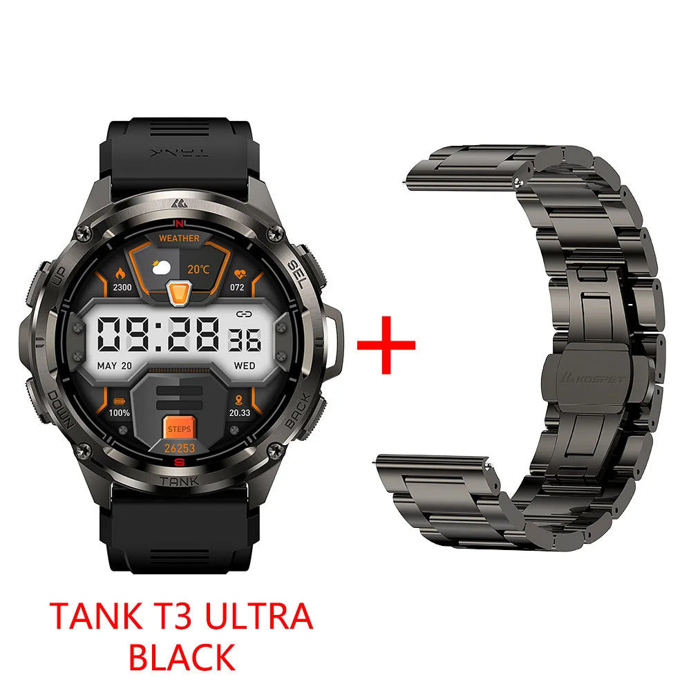 KOSPET Tank T3 Ultra GPS Smart Watch Men AMOLED AOD