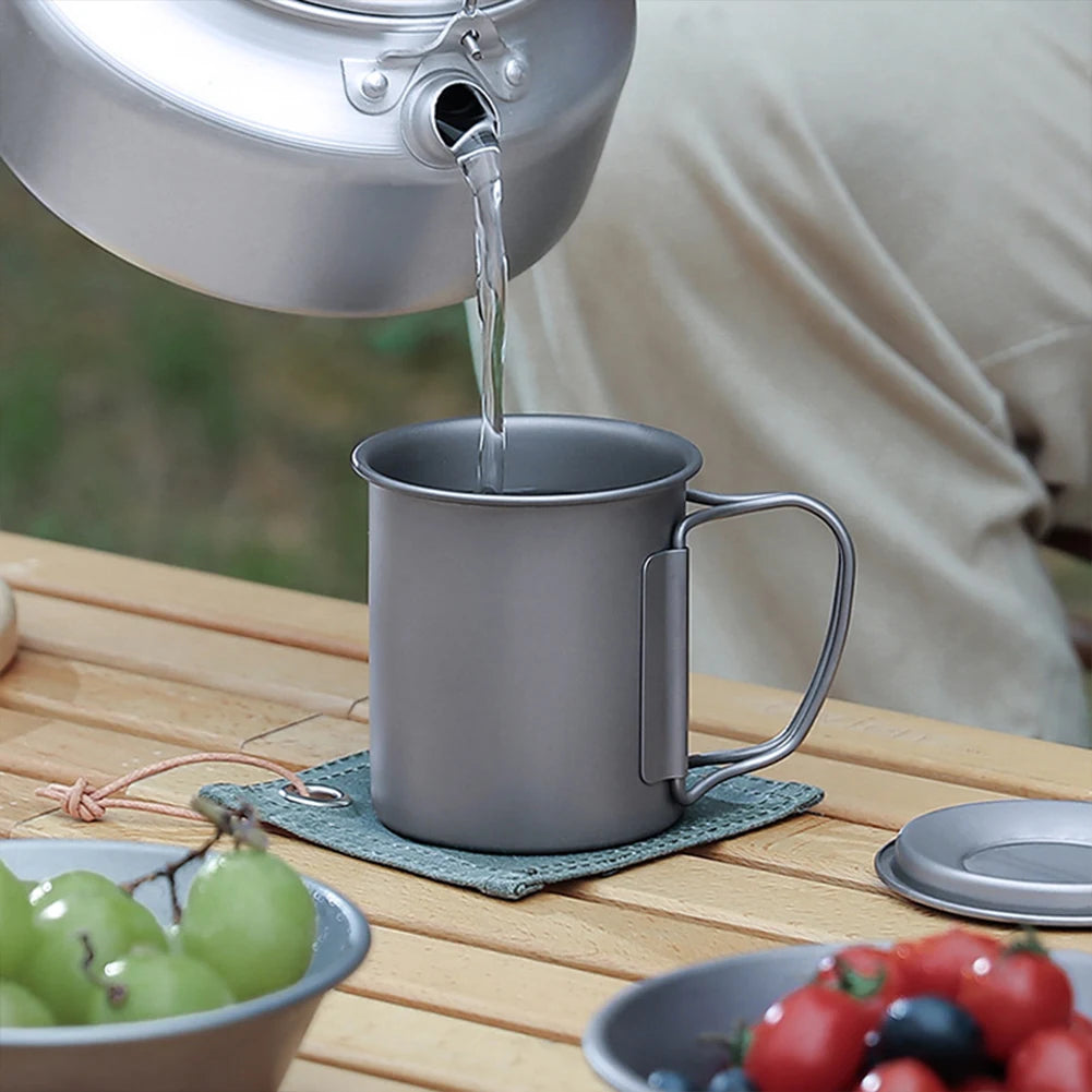 Titanium Insulated Mug Portable Coffee Cup With Handle Lid