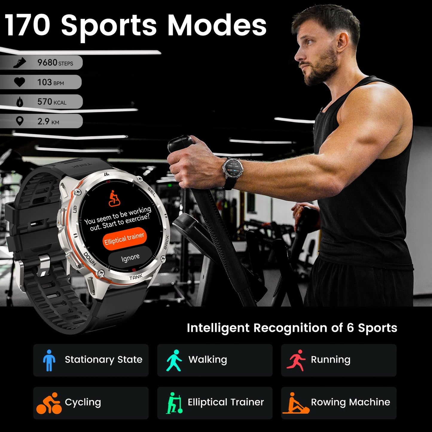 KOSPET Tank T3 Ultra GPS Smart Watch Men AMOLED AOD