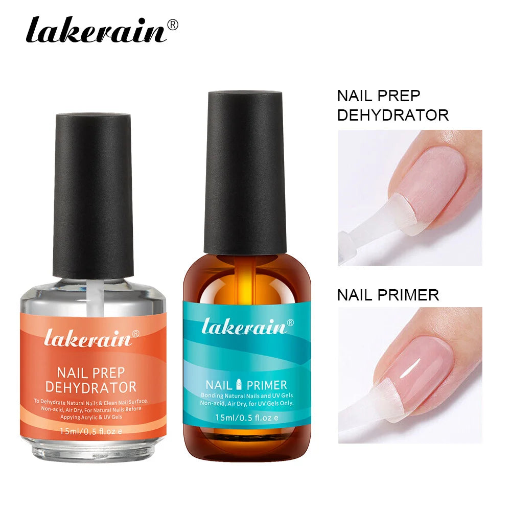 Nail Primer Set Fast Dry Prep Dehydrator Clean & Extend Nails 2 IN 1 Acid-free Formula Odorless Non-toxic Nail Art Essentials Kit