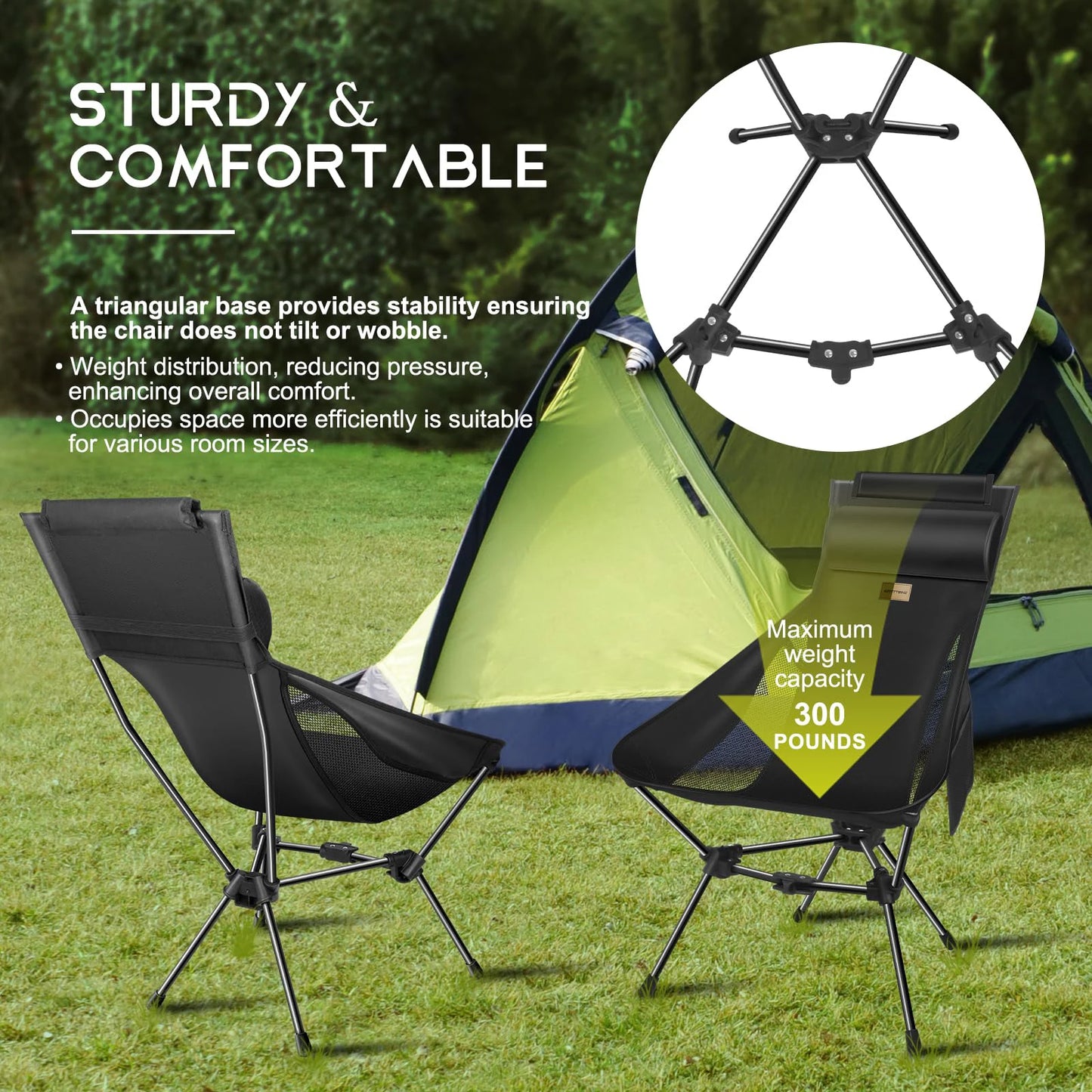 WestTune Outdoor Folding Chair With Headrest Storage Bag