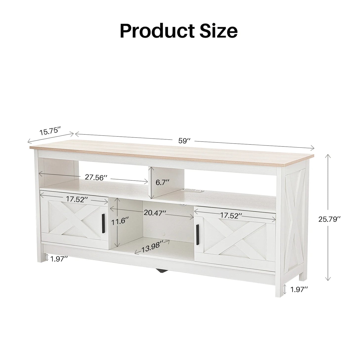REDLIFE TV Stand With Power Outlet And Open Shelves