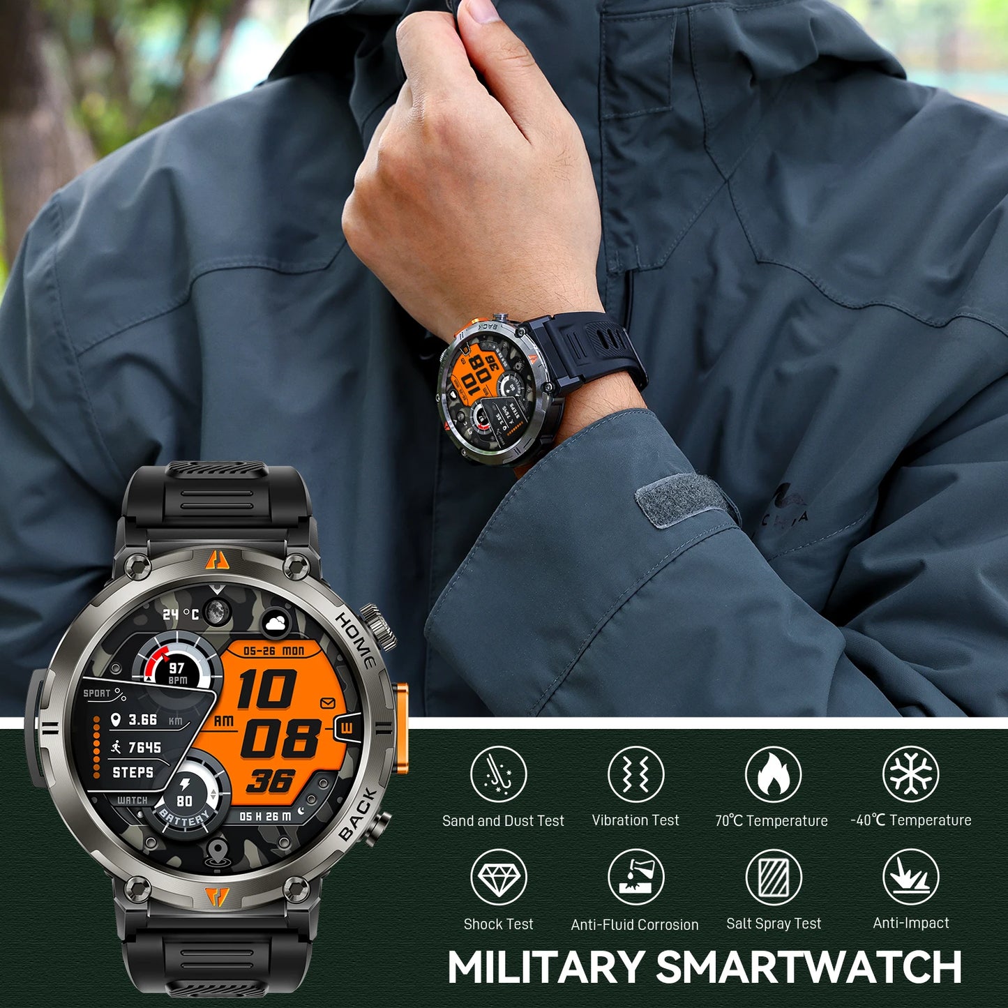 EIGIIS KE3 Bluetooth Call Smartwatch For Men Touch Screen