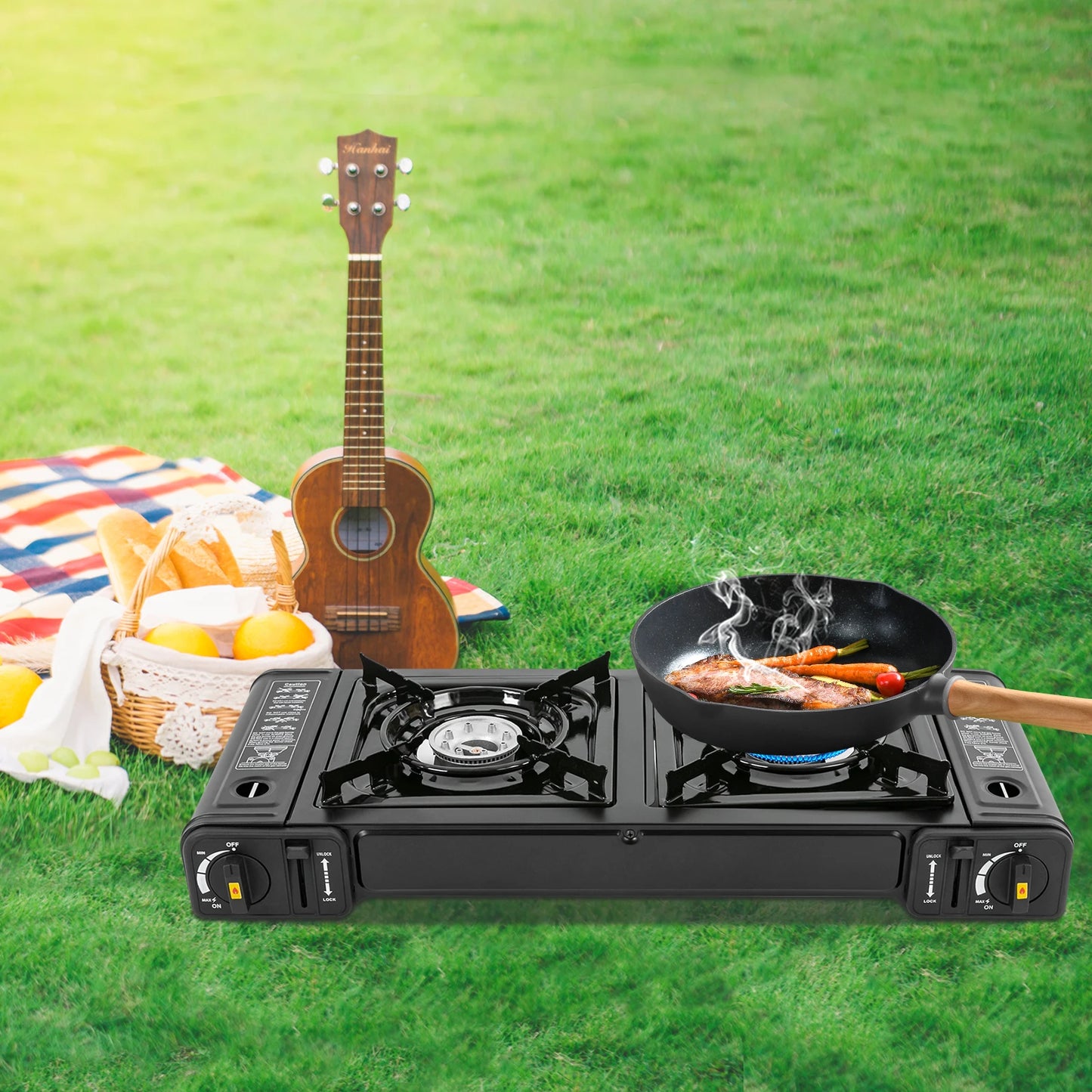 Portable Propane Camping Stove With Safety Lock Case