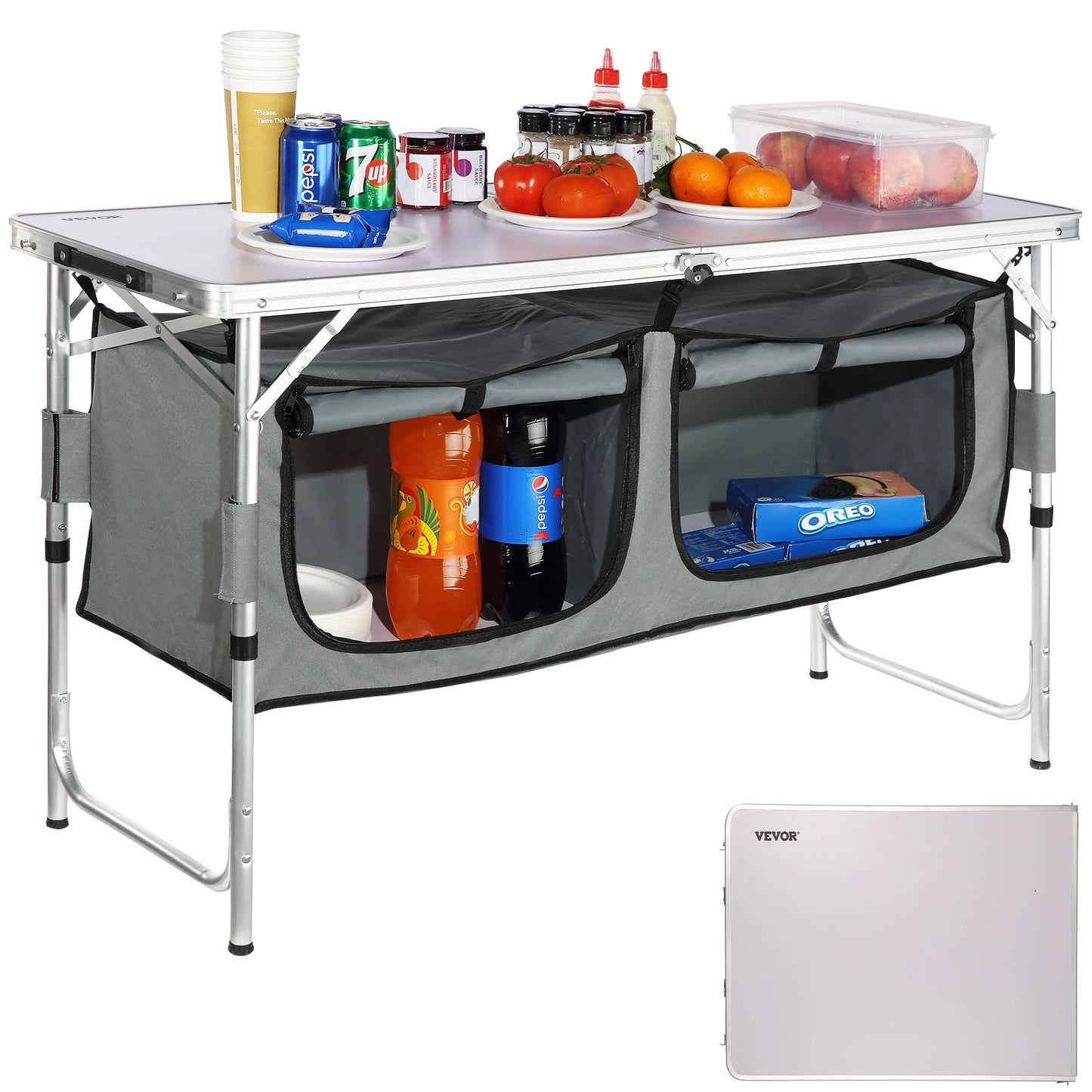 SucceBuy Camping Kitchen Table Folding Outdoor Picnic BBQ