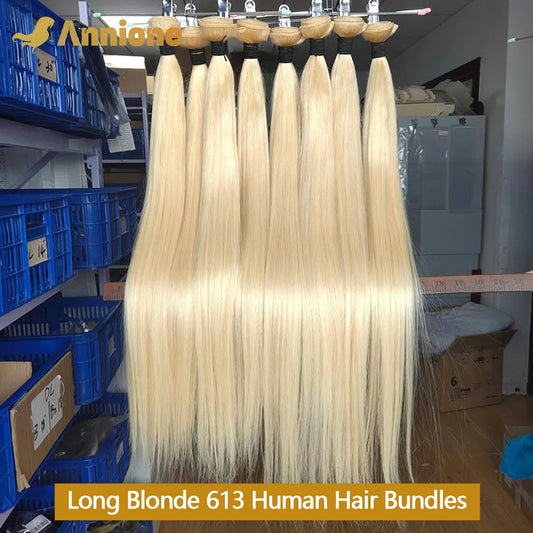 Annione Remy 12A Straight Human Hair Bundles Extensions