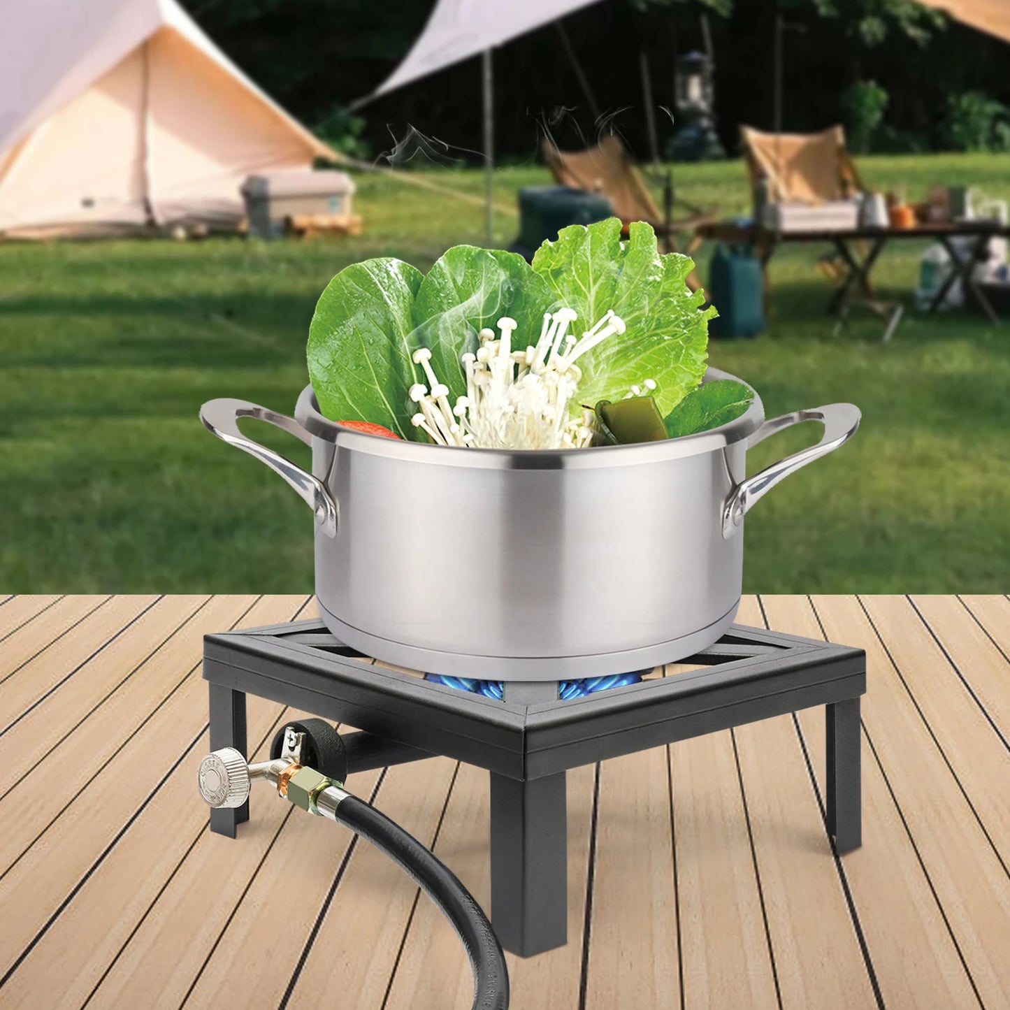 Portable Single Burner Gas Stove for Outdoor Propane Cooking