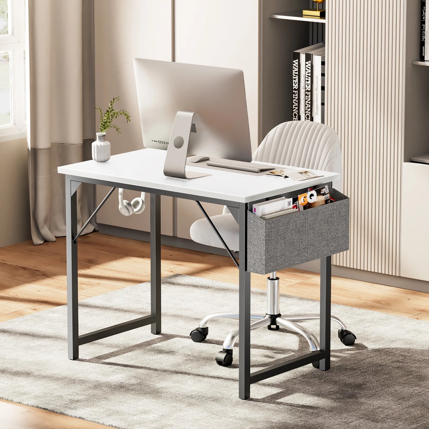 JHK Computer Desk With Side Storage And Headphone Hook