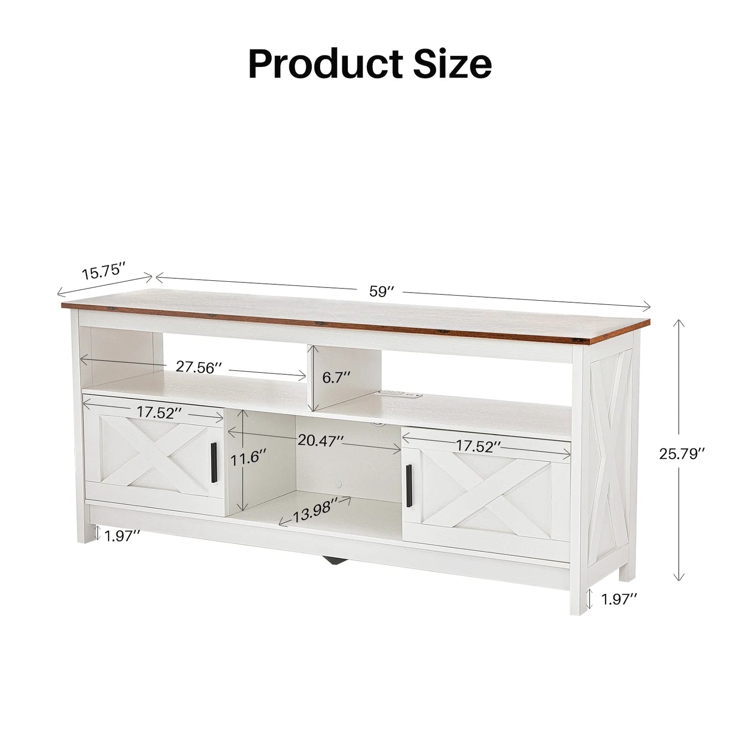 REDLIFE TV Stand With Power Outlet And Open Shelves