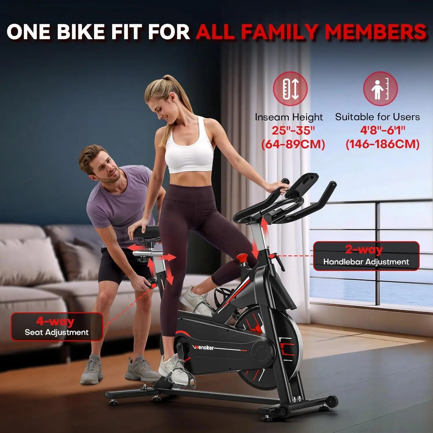 Indoor Cycling Bike With Silent Belt Drive And Flywheel