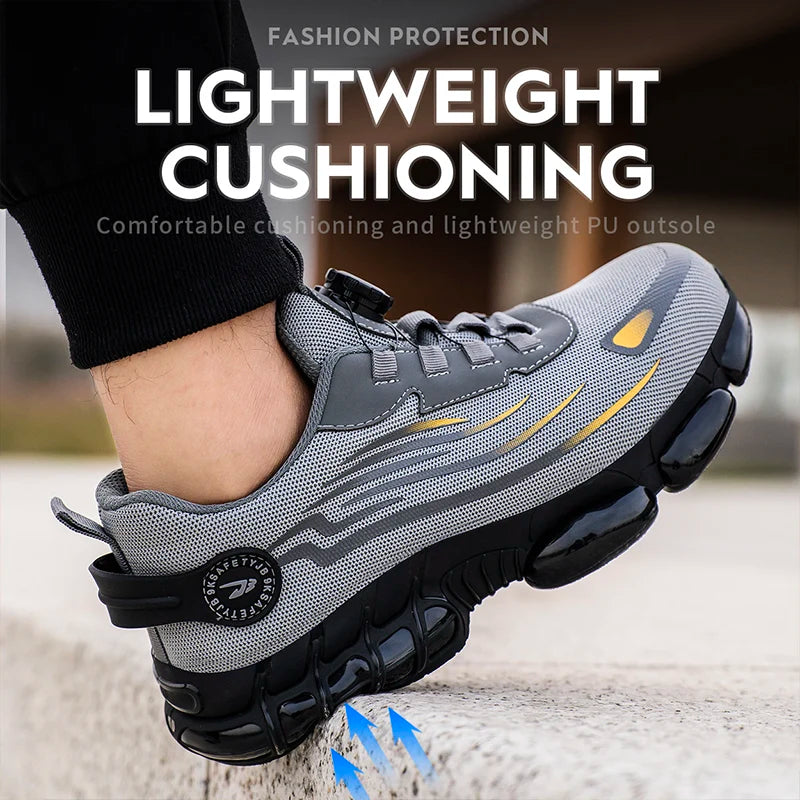 Breathable Lace Free Safety Shoes Anti Smash Puncture Labor