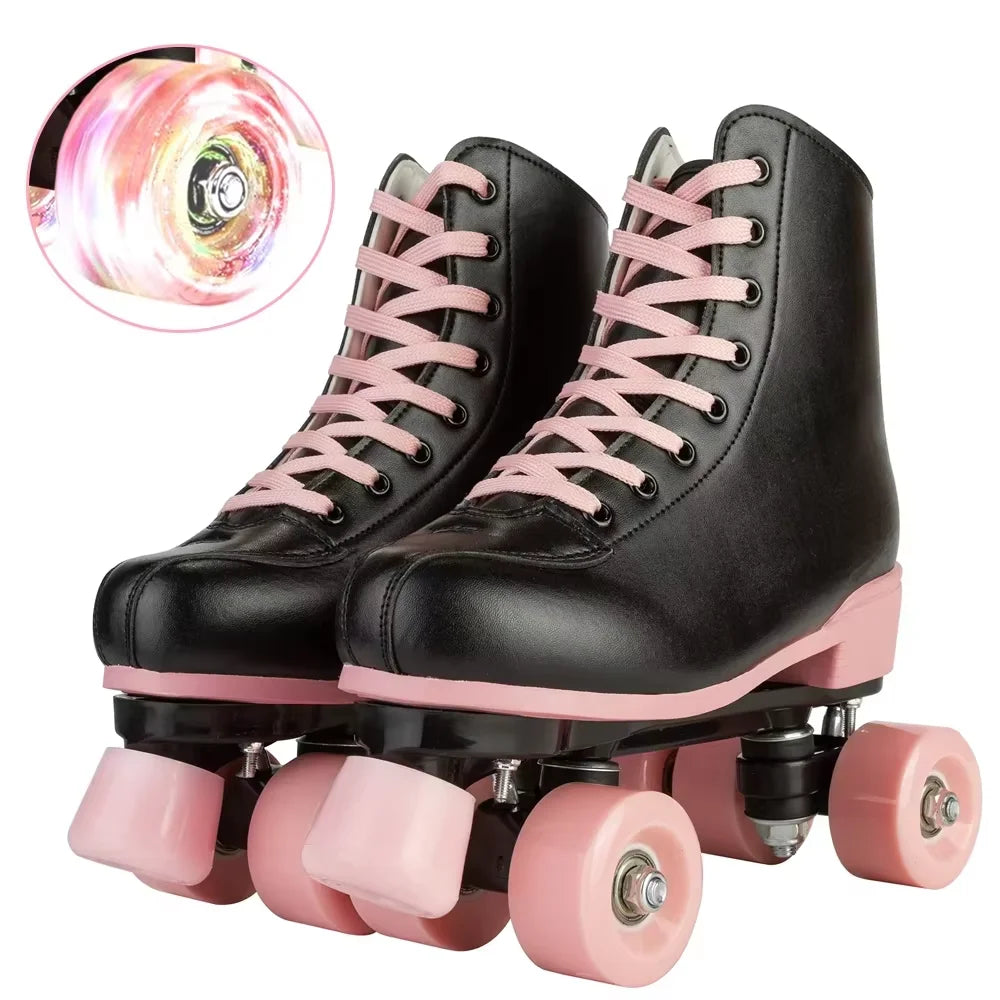 YYW Kids Double Row Roller Skates Quad Wheels Flashing