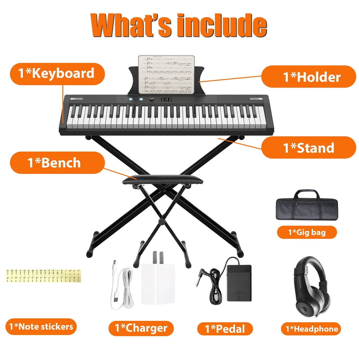 Hign Concerned 61 Key Portable Keyboard Piano With Speakers