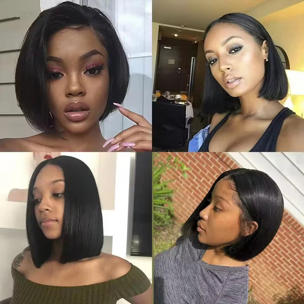 Pobokix Brazilian Remy Lace Front Wig Short Bob HD Pro