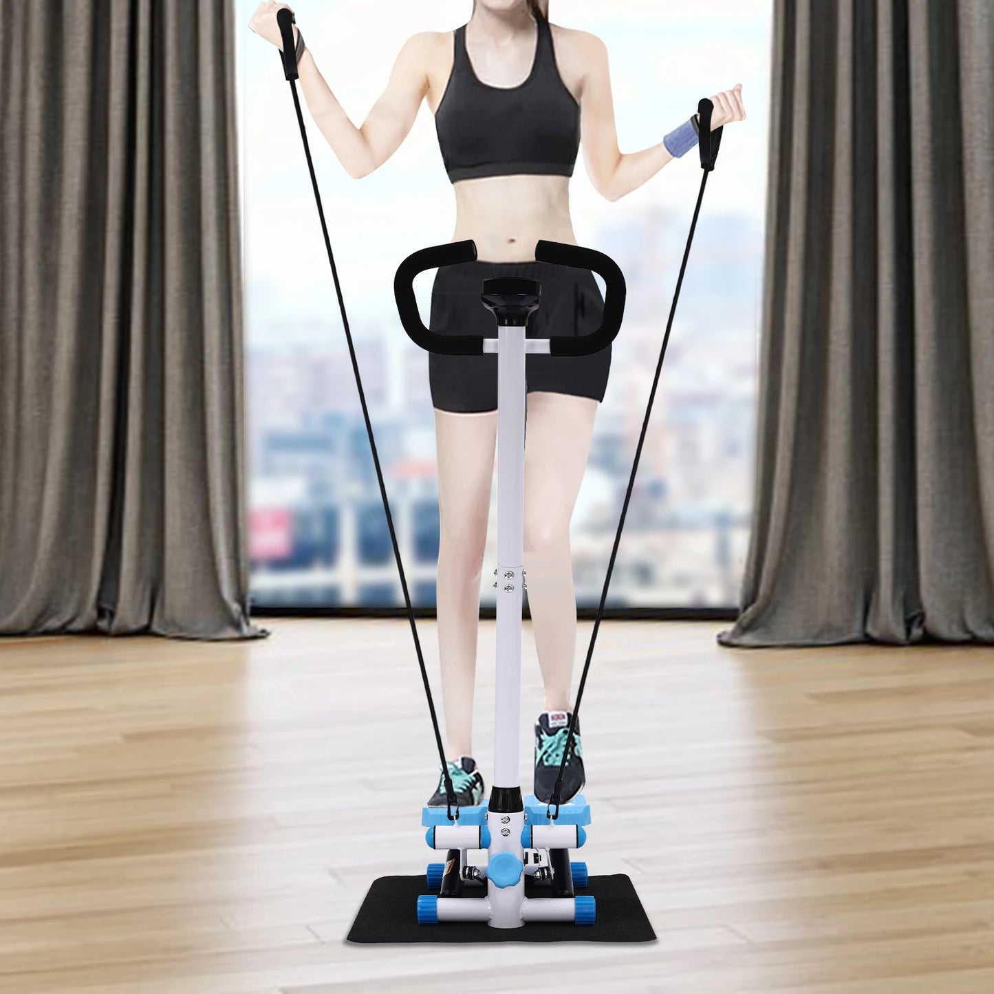 Fitness Stepper With Handlebars Adjustable Height Cardio