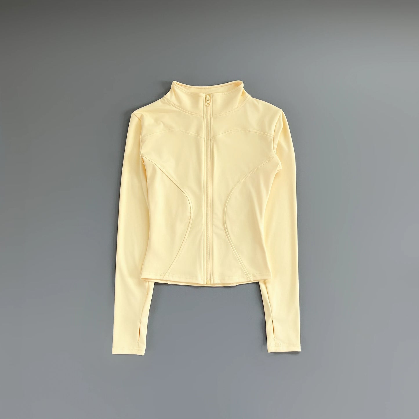 Women's Workout Jacket Stretch Fitted Zip Front Long Sleeve Running Yoga Slimming Waist-Cinching Stand Collar Quick-Dry Sportswe