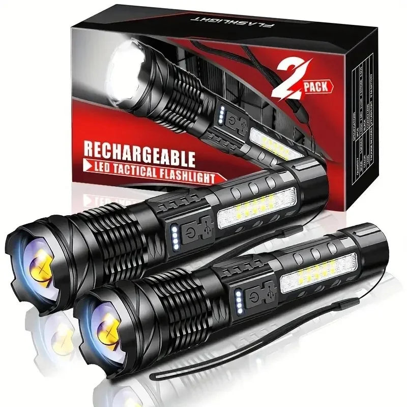 XHP70 LED Torch 18650 Waterproof Side Light Zoom 7 Modes