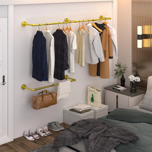 Industrial Pipe Mounted Clothing Rack With Heavy Duty Iron