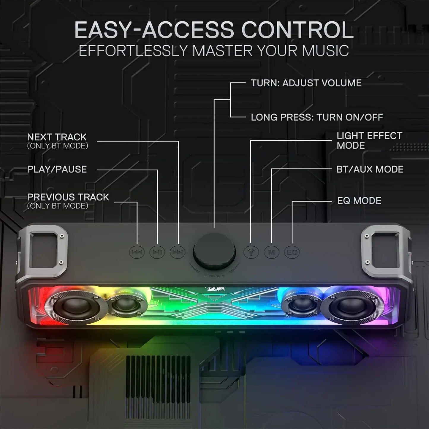 Redragon GS817 RGB 2.0 Channel Bluetooth Desktop Soundbar